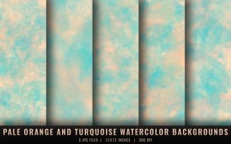 Pale Orange and Turquoise Watercolor Backgrounds