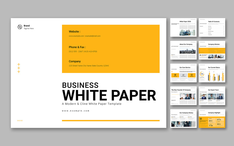 Business White Paper Template Landscape Magazine Template