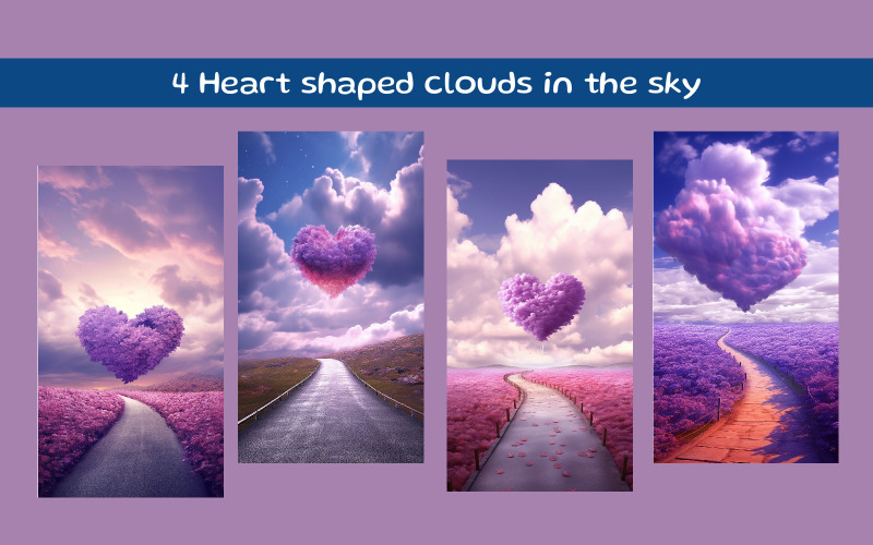 Heart shaped clouds in the sky Illustration