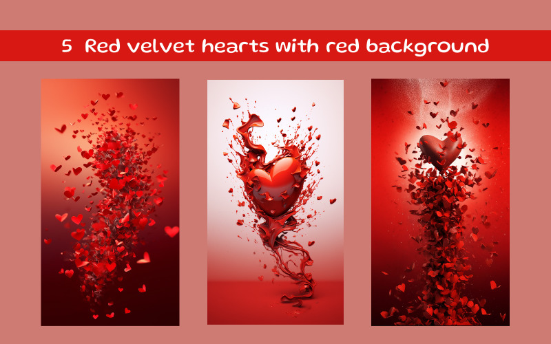 Red velvet hearts with red background Illustration