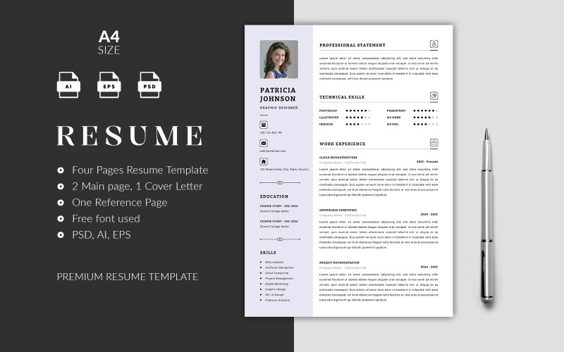 Elegant Four-Page Resume Template – Perfect for Any Career