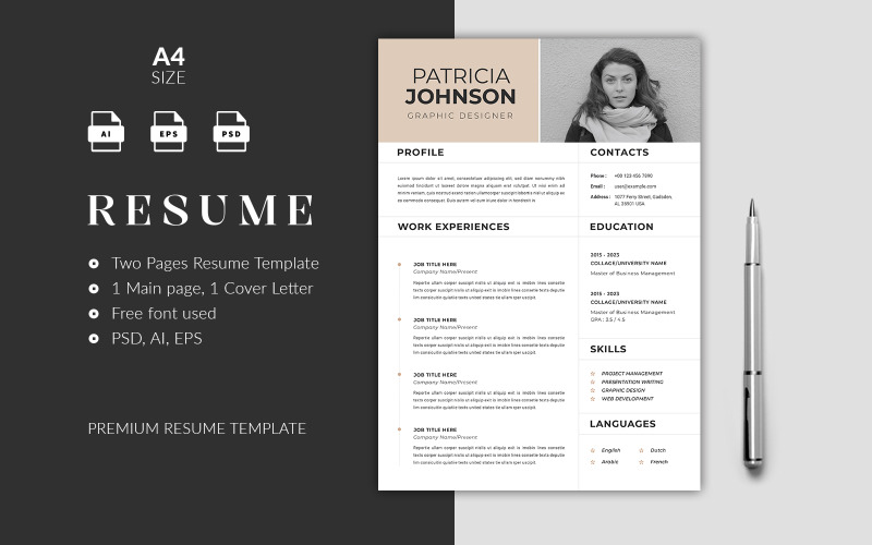Simple and Clean Resume Template – Fully Customizable CV