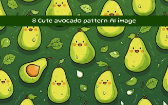 Cute avocado pattern AI image
