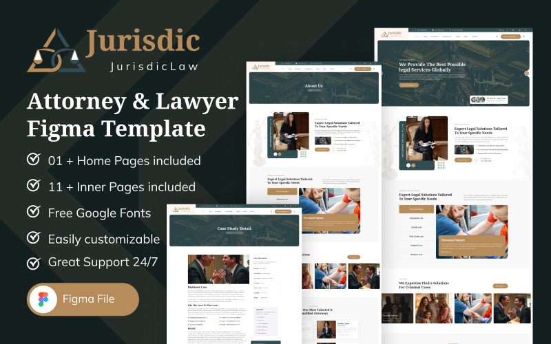 Jurisdic - Law and lawyer Figma Template UI Element