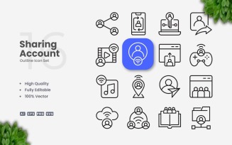 16 Sharing Account Outline Icon Set