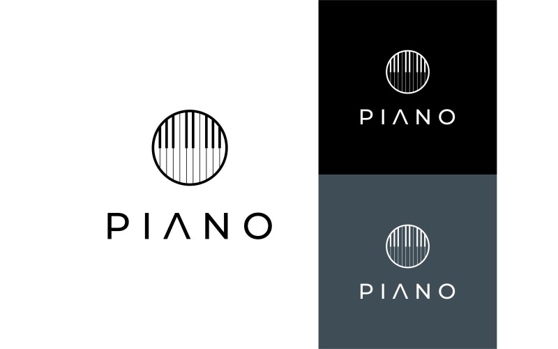 Piano Keyboard Circle Logo Logo Template
