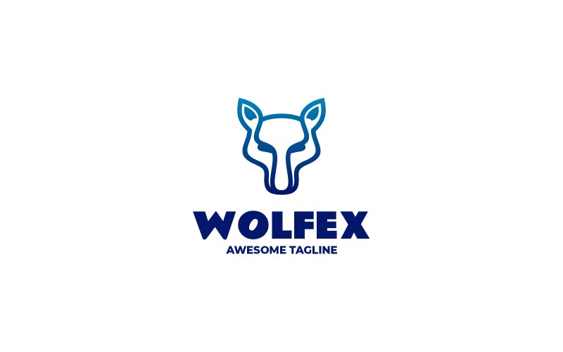Wolfex Gradient Line Art Logo Logo Template