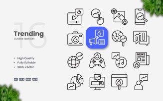 16 Trending Outline Icon Set