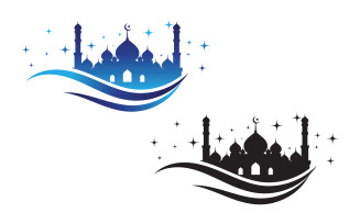 Islamic Mosque vector icon Illustration design template v.10