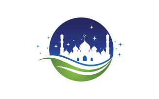 Islamic Mosque vector icon Illustration design template v.5