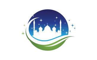 Islamic Mosque vector icon Illustration design template v.8