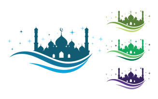 Islamic Mosque vector icon Illustration design template v.9