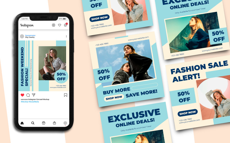 Fashion Sale Instagram Post Template 058 Social Media