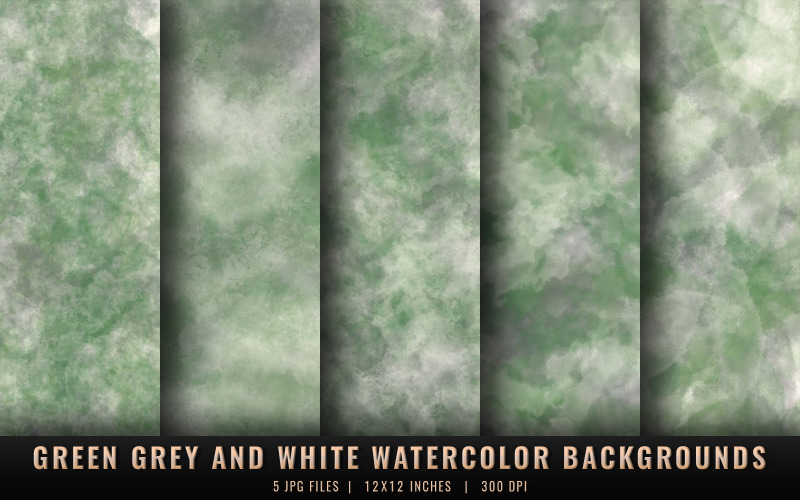 Green Grey and White Watercolor Backgrounds