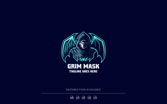 Grim Mask Mascot Cartoon Logo