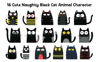 16 Cute Naughty Black Cat Animal Character
