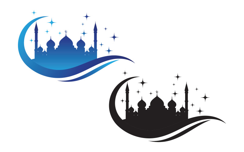 Islamic Mosque vector icon Illustration design template v.2 Logo Template