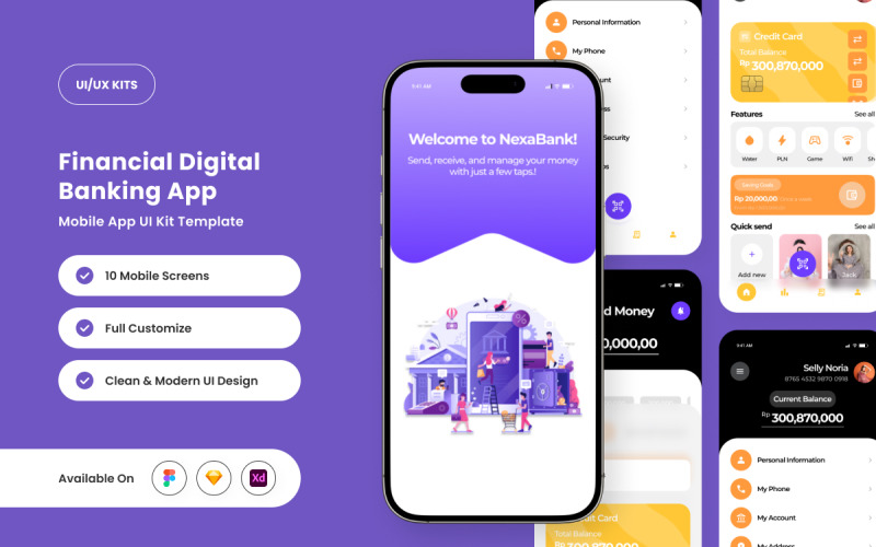 NexaBank – Minimalist Banking App UI Kit UI Element
