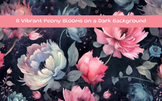 Vibrant Peony Blooms on a Dark Background