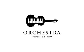 Violin Piano Orchestra Music Logo