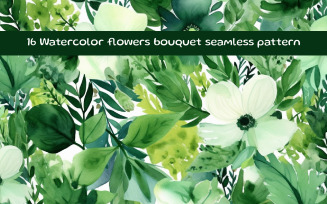 Watercolor flowers bouquet seamless pattern