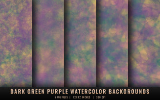 Dark Green and Purple Watercolor Backgrounds