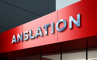 Modern Building Sign Logo Mockup Red Building Sign Logo Mockup