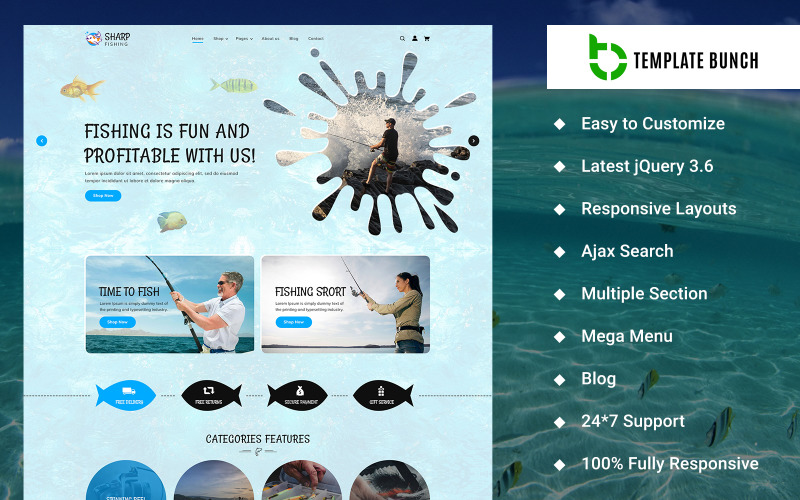Sharp Fishing - eCommerce Themes and Templates on Shopify Shopify Theme