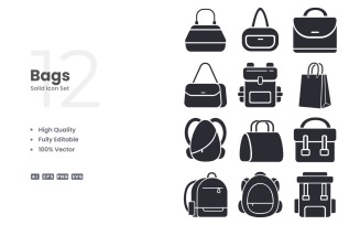 12 Bags Solid Icon Collection