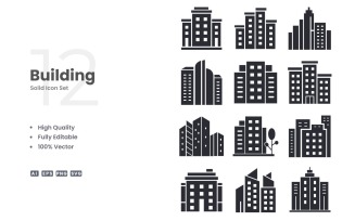 12 Building 1 Solid Icon Set