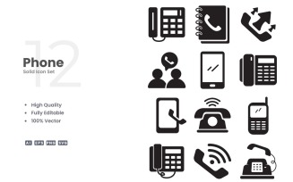 12 Phone Solid Icon Collection