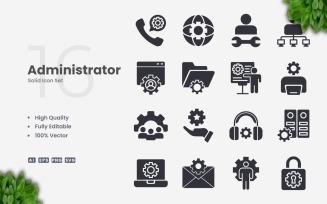 16 Administrator Solid Icon Set