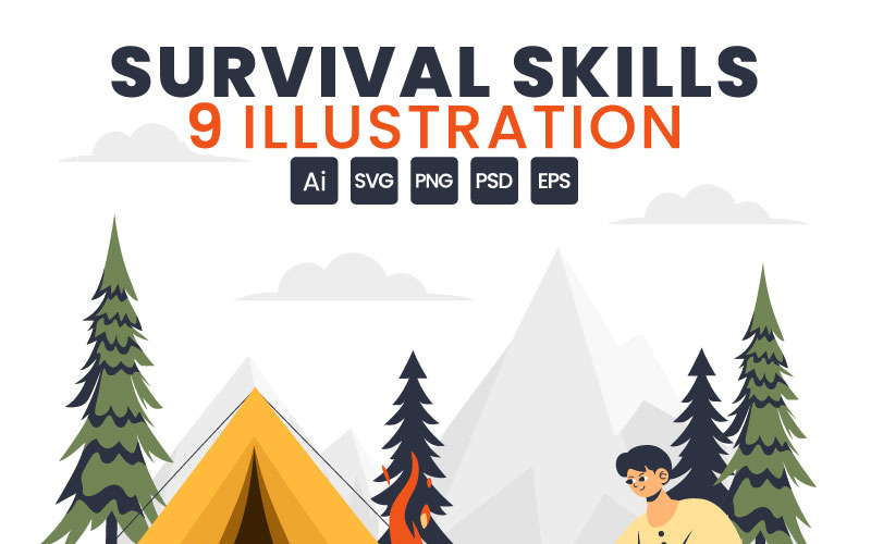 9 Survival Skills Camping Illustration