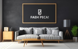 Interior wall board logo mockup template