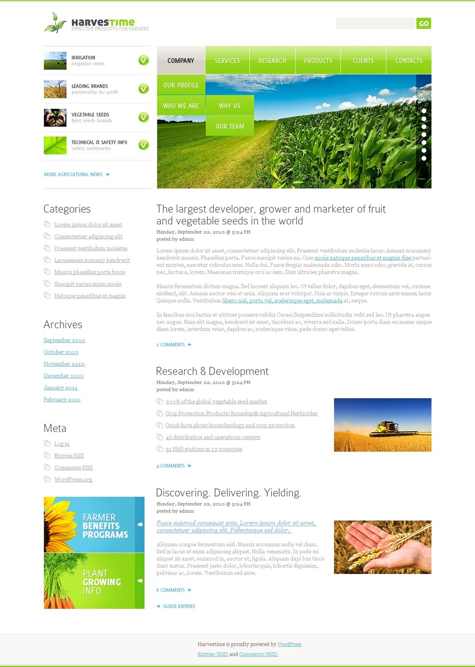 Agriculture PSD Template New Screenshots BIG