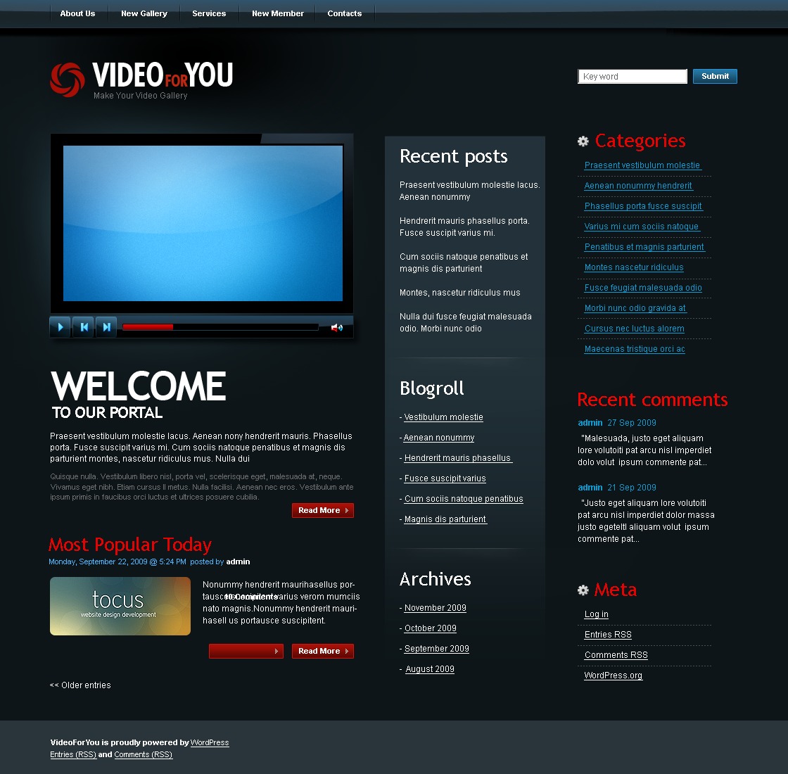 Video Gallery PSD Template 49912