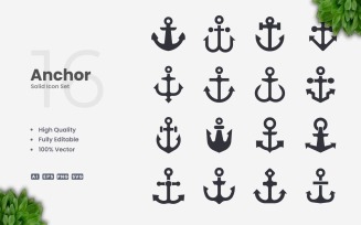16 Anchor Solid Icon Collection