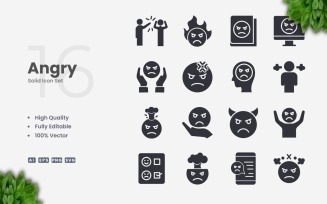 16 Angry Solid Icon Collection
