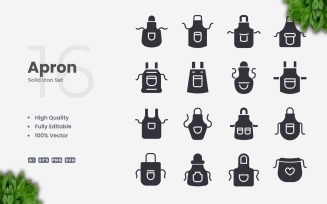 16 Apron Solid Icon Collection