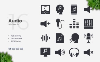 16 Audio Solid Icon Collection