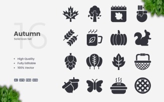 16 Autumn Solid Icon Collection