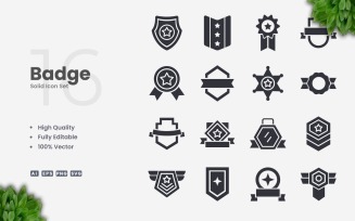 16 Badge Solid Icon Collection