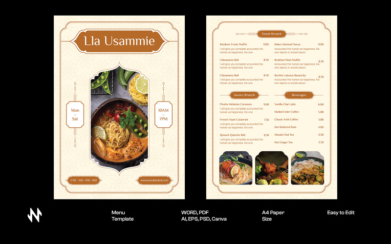 Arabian Restaurant Menu Template Corporate Identity
