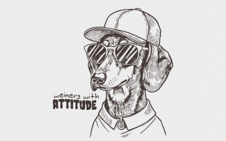 Dachshund PNG, Funny Weiner Dog, Dachshund Mom Gift, Vintage Dog Art, Retro Dachshund Lover,