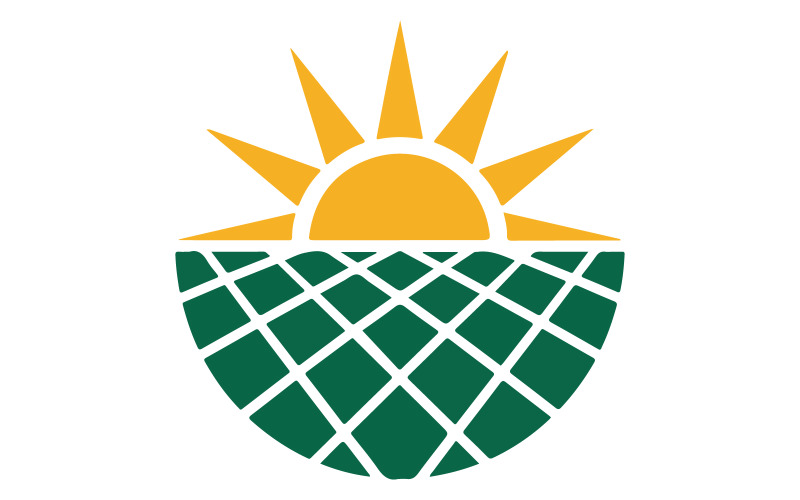 Geometric Farm Fields & Sun Rays Illustration