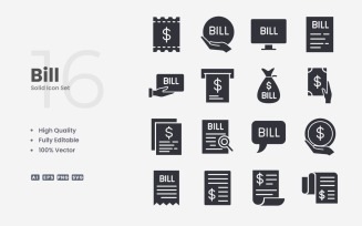 16 Bill Solid Icon Collection