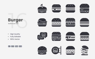 16 Burger Solid Icon Collection