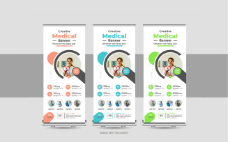 Medical, hospital roll up banner or standee banner, x Banner, Pull up banner design template