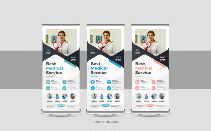 Medical, hospital roll up banner or standee banner, x Banner, Pull up banner template layout Corporate Identity