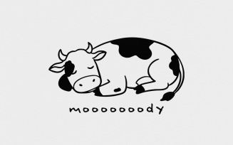 Moody Cow png, Sleepy Cow PNG, Cute Cow PNG, Coffee Lover png, Moody Heifer Clipart, Cow